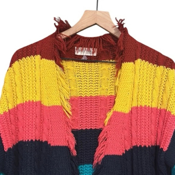 Peach Love California Women's Multi-color Oversized Knit Cardigan Sweater Small - Picture 2 of 11